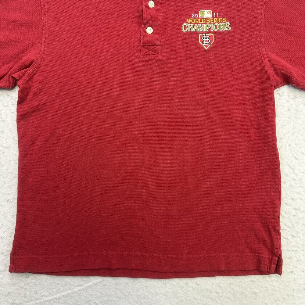 St Louis Cardinals Polo Shirt Mens Small S Red 2011 World Series Champions - Picture 4 of 12